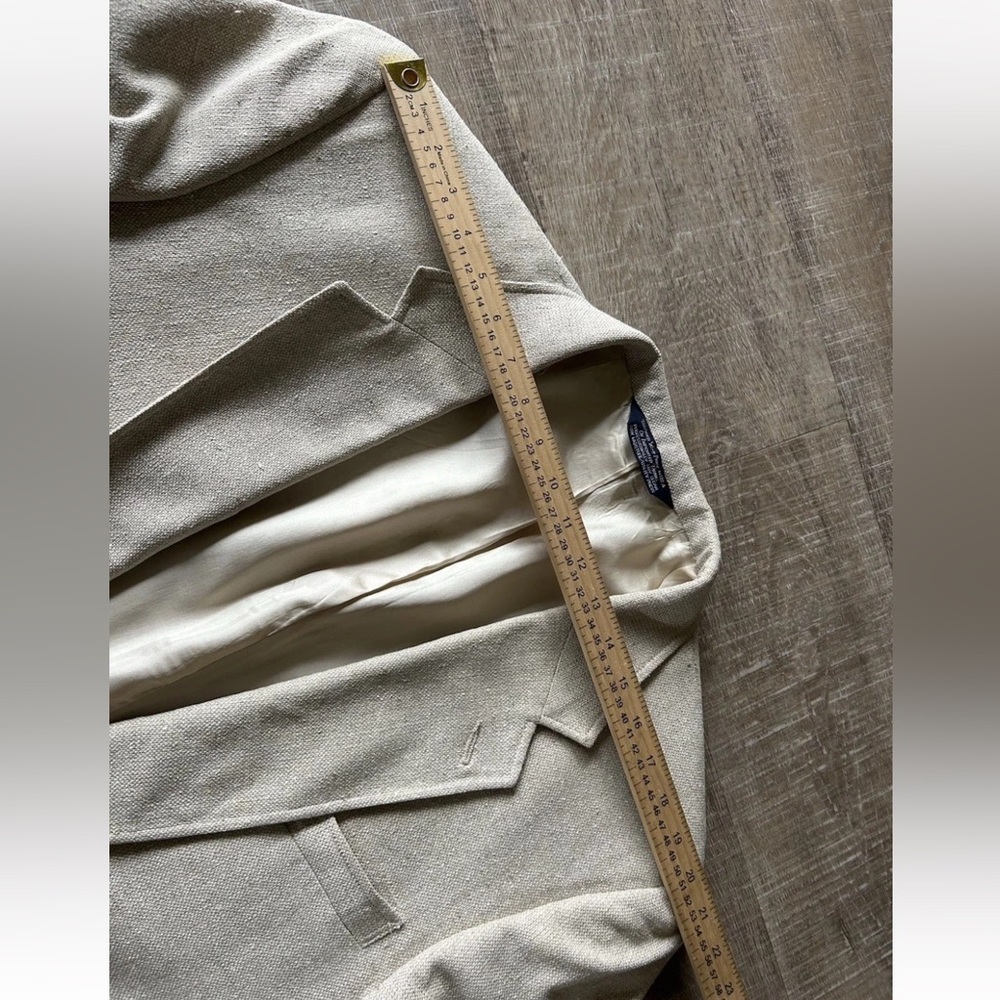 ▶️ Vintage Hopsack 100% Silk Sport Coat 43R Cream Textured Blazer Jacket USA 90s - Picture 10 of 15